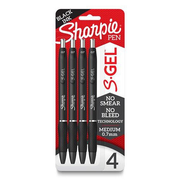 Sharpie S-Gel Pen - Black .7mm 4CT